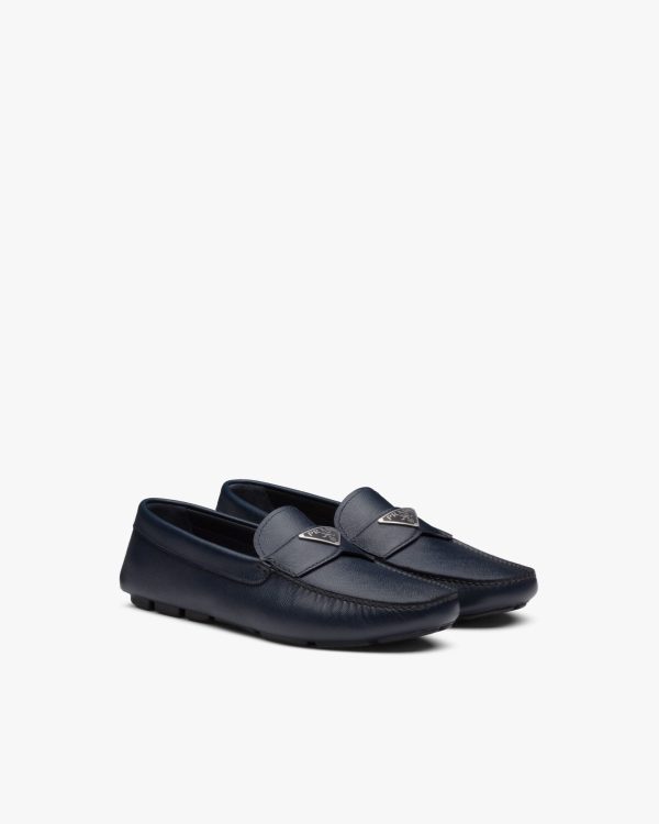 Baltic Blue Saffiano leather loafers