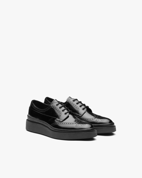 Black Brushed Leather Derby Shoes