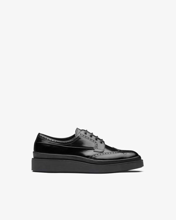 Black Brushed Leather Derby Shoes - Image 2