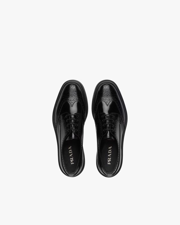Black Brushed Leather Derby Shoes - Image 4
