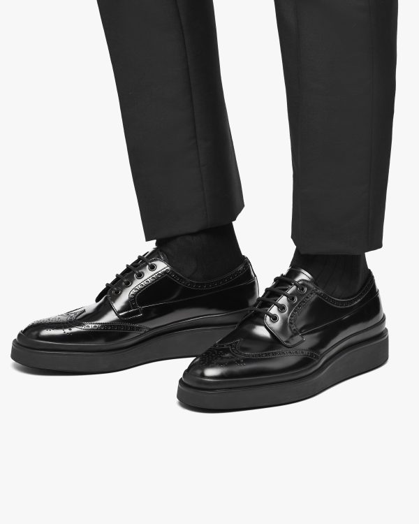 Black Brushed Leather Derby Shoes - Image 5