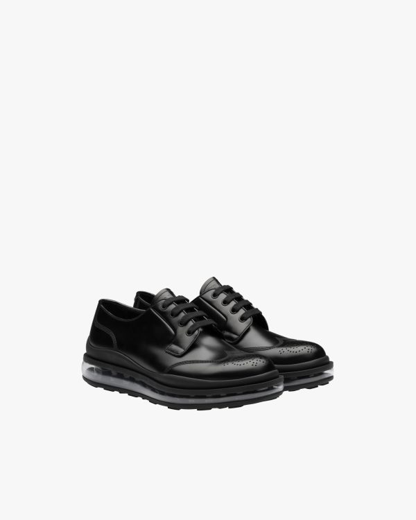 Black Brushed Leather Derby Shoes