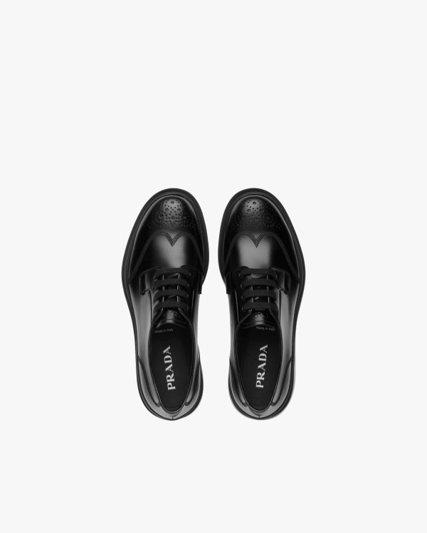 Black Brushed Leather Derby Shoes - Image 4