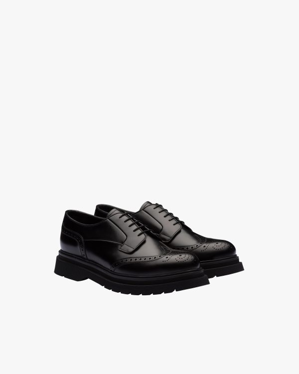 Black Brushed Leather Derby Shoes