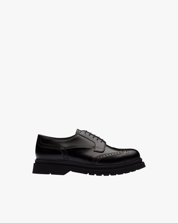 Black Brushed Leather Derby Shoes - Image 2