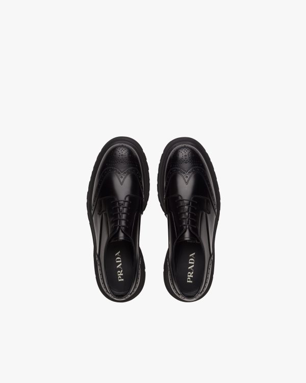 Black Brushed Leather Derby Shoes - Image 4