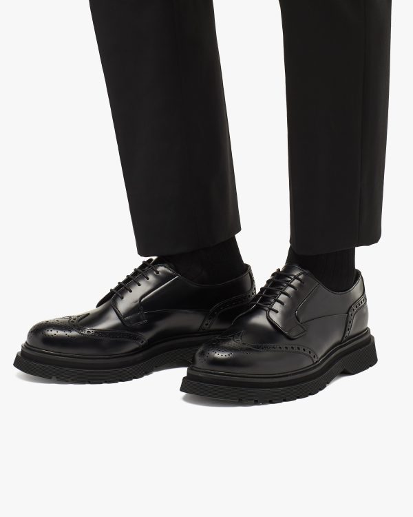 Black Brushed Leather Derby Shoes - Image 5