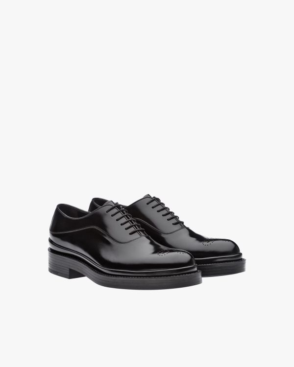 Black Brushed Leather Oxford Shoes