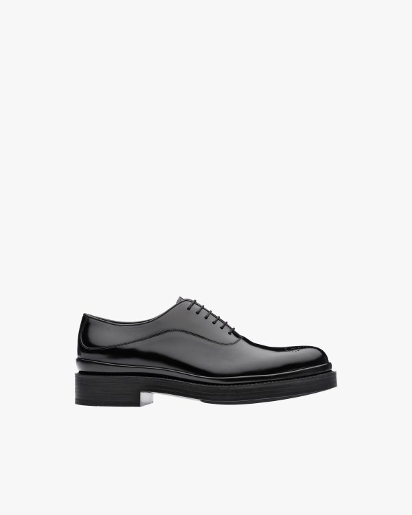 Black Brushed Leather Oxford Shoes - Image 2