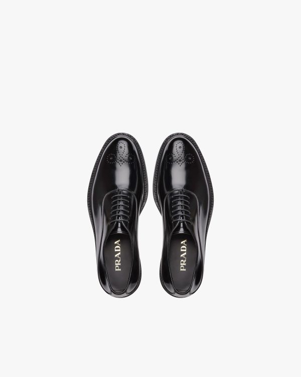Black Brushed Leather Oxford Shoes - Image 3
