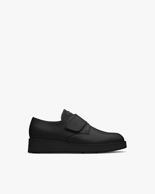 Black Brushed leather Derby shoes with strap - Image 2