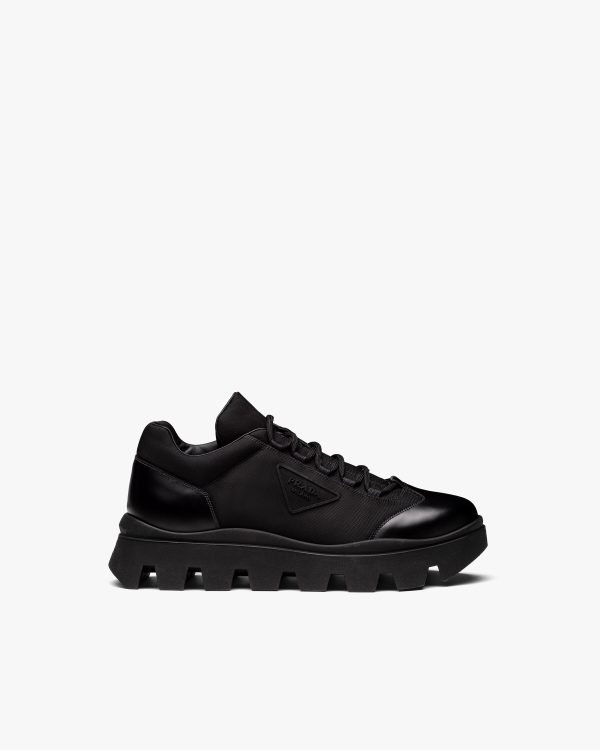 Black Brushed leather and nylon sneakers - Image 2