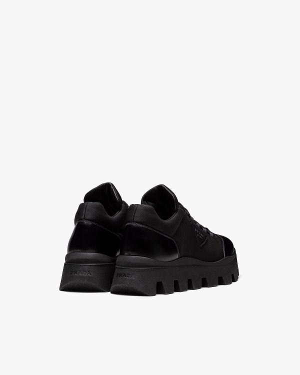 Black Brushed leather and nylon sneakers - Image 3