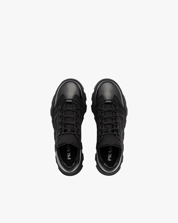 Black Brushed leather and nylon sneakers - Image 4