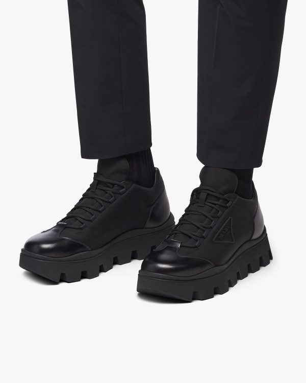 Black Brushed leather and nylon sneakers - Image 5