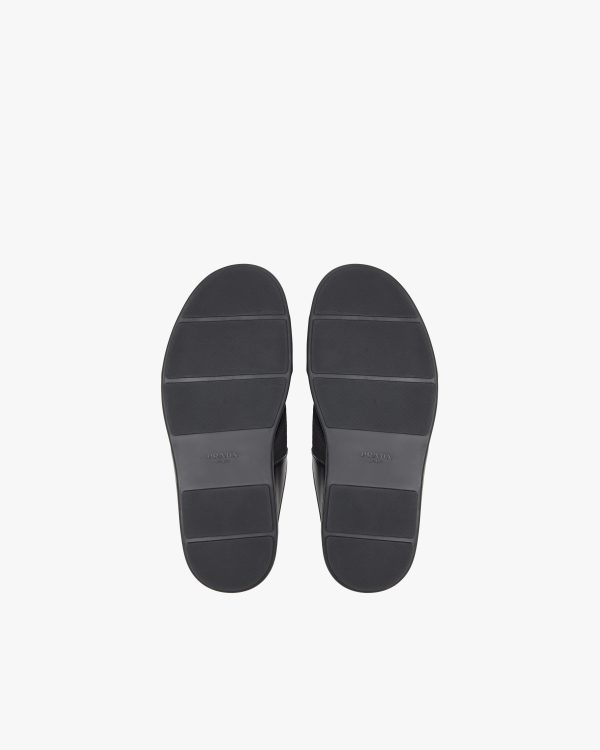 Black Brushed leather and nylon tape crisscross slides - Image 5