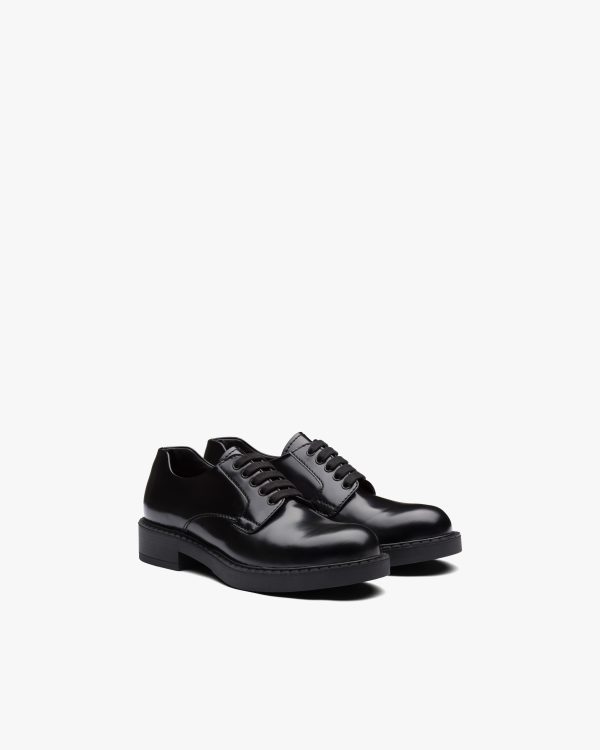 Black Brushed leather derby shoes