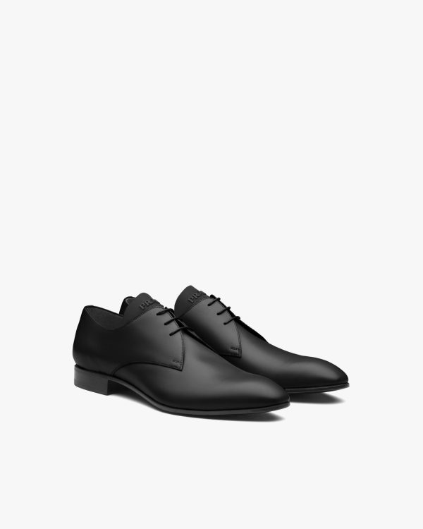 Black Brushed leather derby shoes