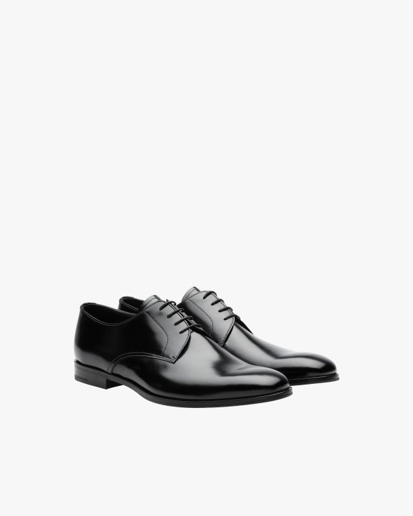Black Brushed leather derby shoes