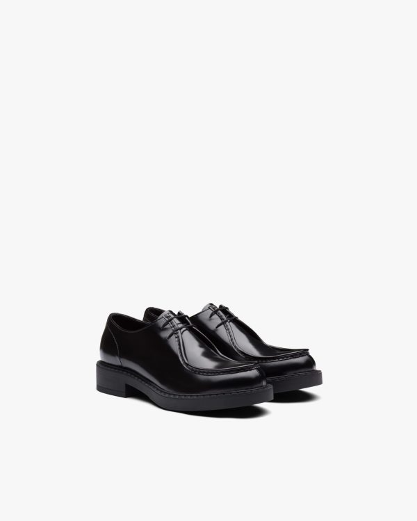 Black Brushed leather lace-up shoes
