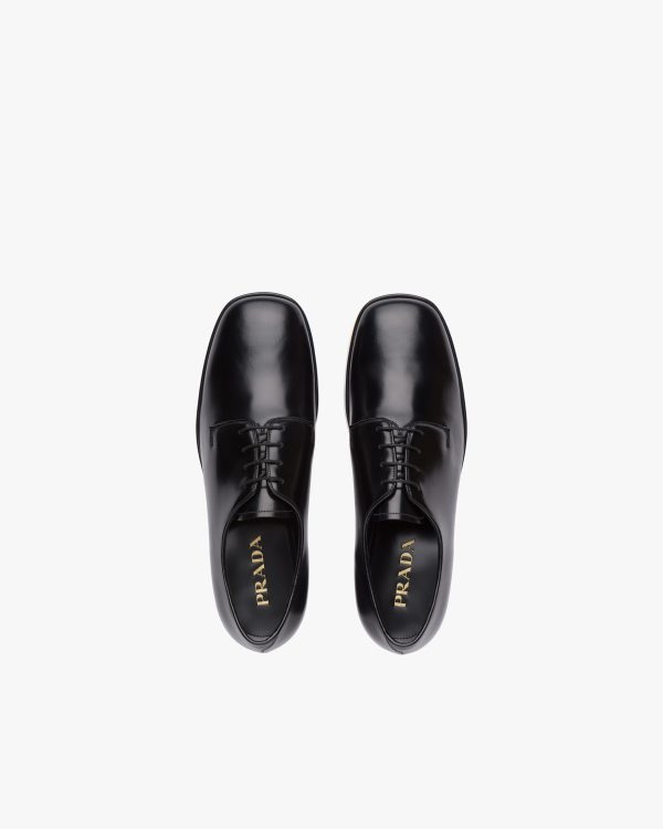 Black Brushed leather laced derby shoes - Image 3