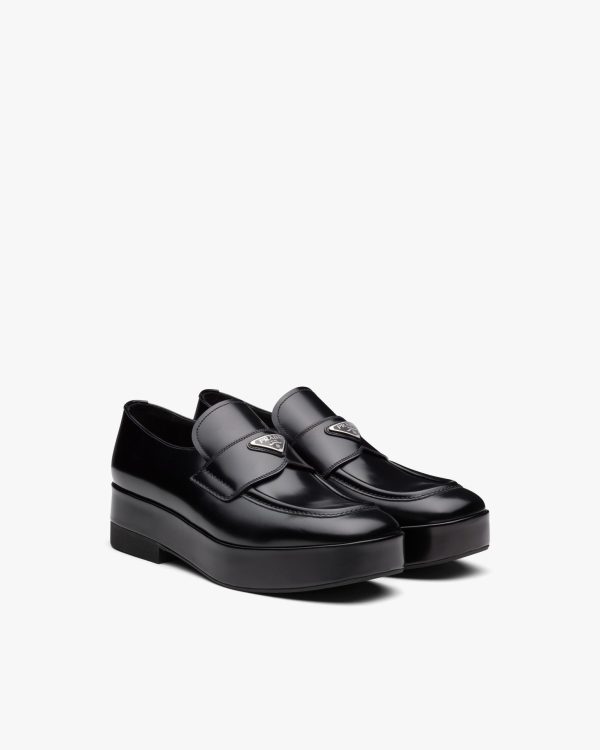 Black Brushed leather loafers