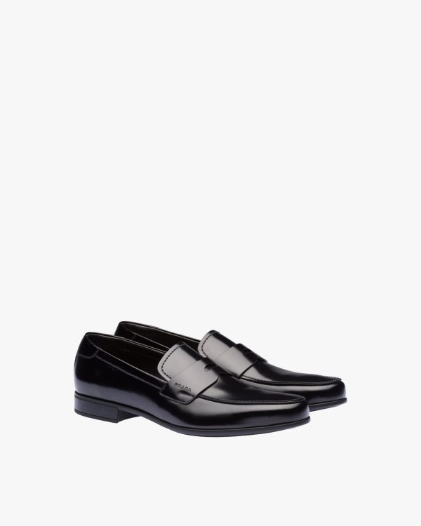 Black Brushed leather loafers