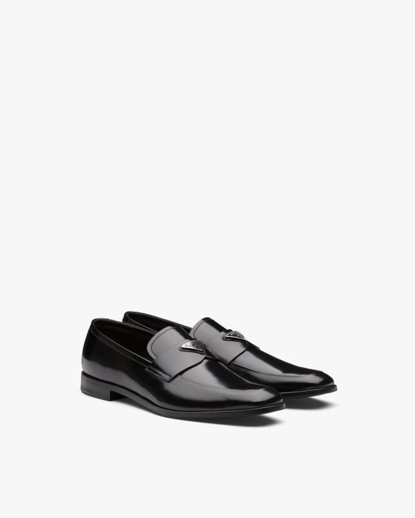 Black Brushed leather loafers
