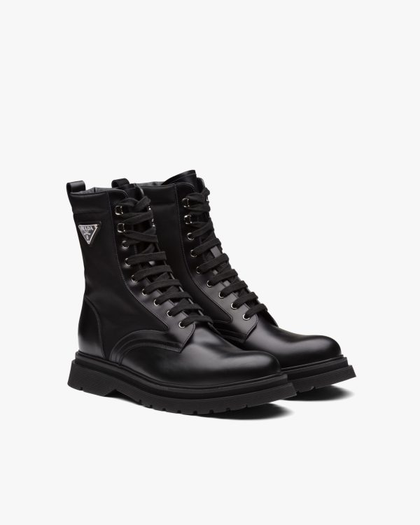 Black Brushed rois leather and nylon booties