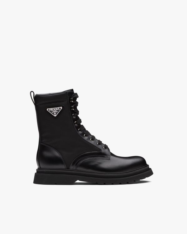 Black Brushed rois leather and nylon booties - Image 2