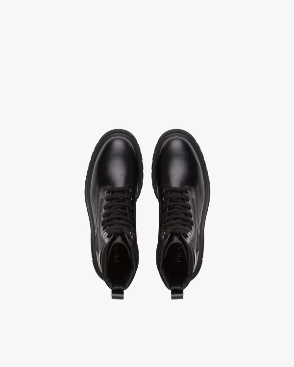 Black Brushed rois leather and nylon booties - Image 4
