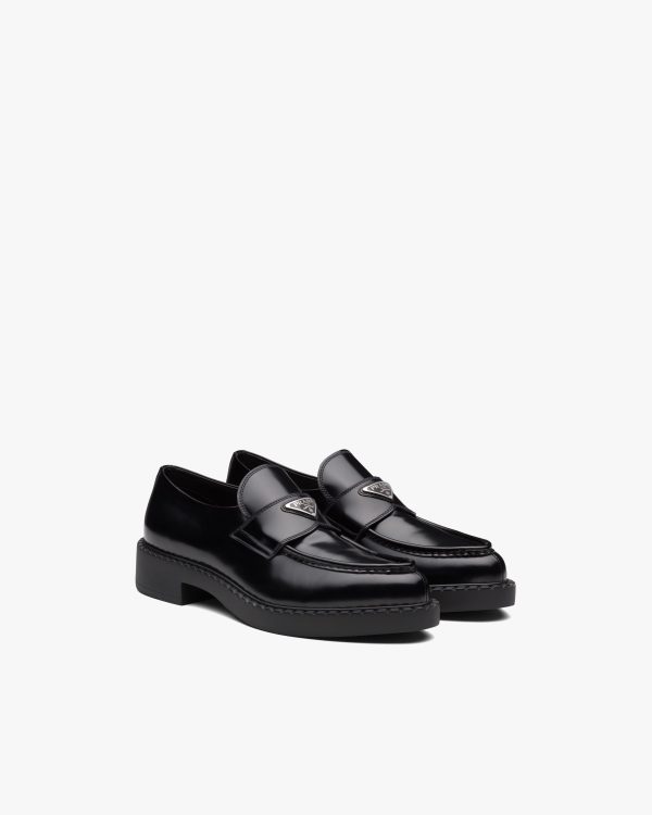 Black Chocolate Sharp brushed leather pointed loafers
