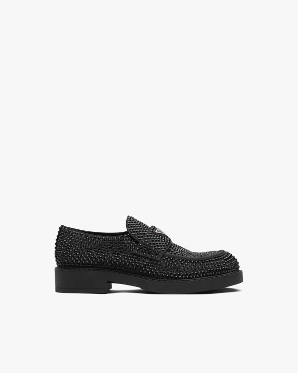 Black Chocolate satin loafers with crystals - Image 2