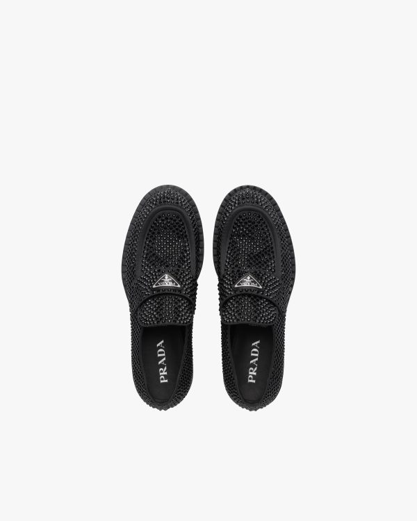 Black Chocolate satin loafers with crystals - Image 3