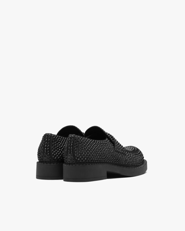 Black Chocolate satin loafers with crystals - Image 4
