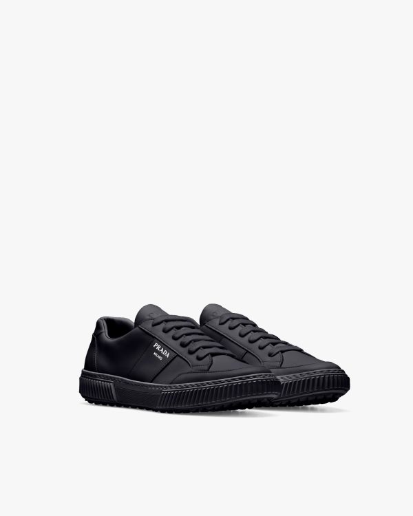 Black Leather laced sneakers