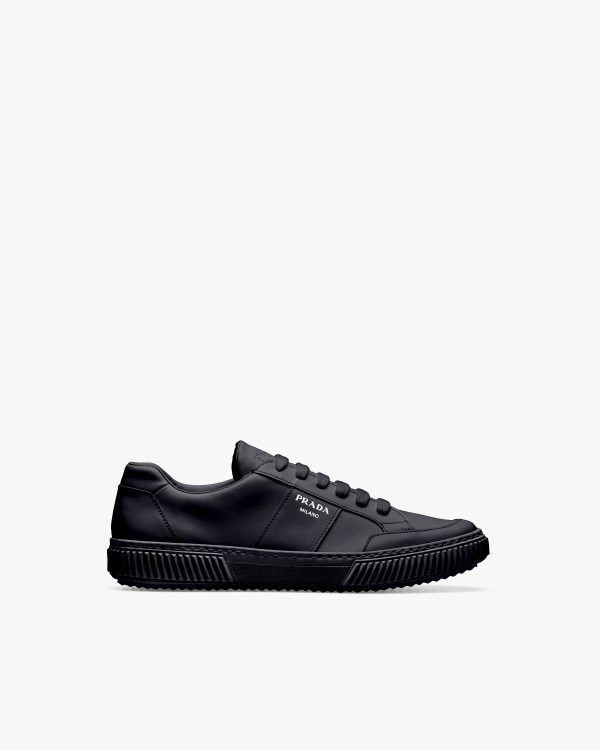 Black Leather laced sneakers - Image 2