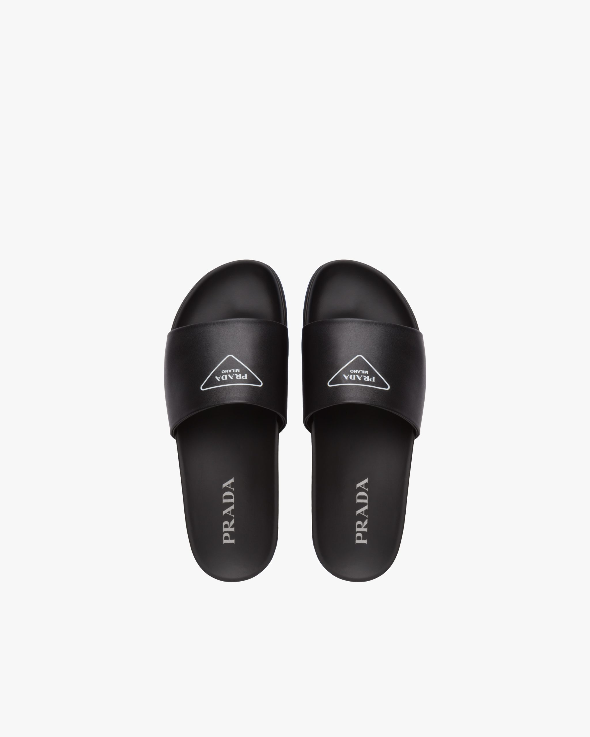 Black Leather slide sandals - Fake Prada Store