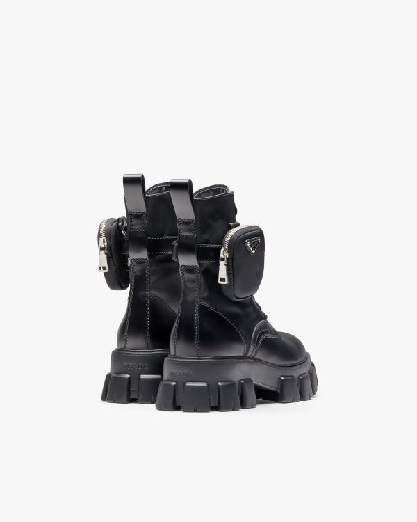 Black Monolith brushed leather and nylon combat boots - Image 3