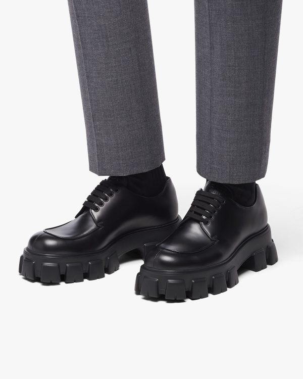 Black Monolith brushed leather lace-up shoes - Image 5
