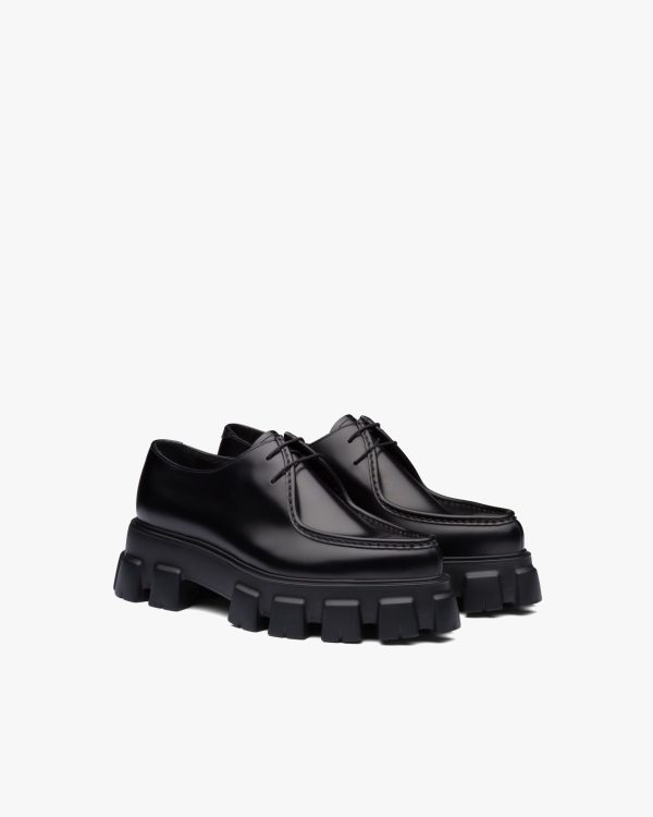 Black Monolith brushed leather lace-up shoes