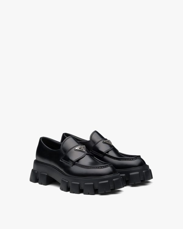 Black Monolith brushed leather loafers