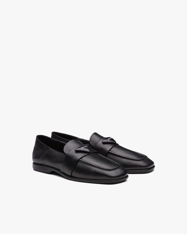 Black Nappa leather loafers