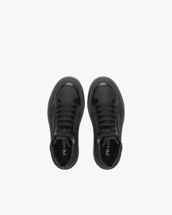 Black Prada Macro Re-Nylon and brushed leather high-top sneakers - Image 3