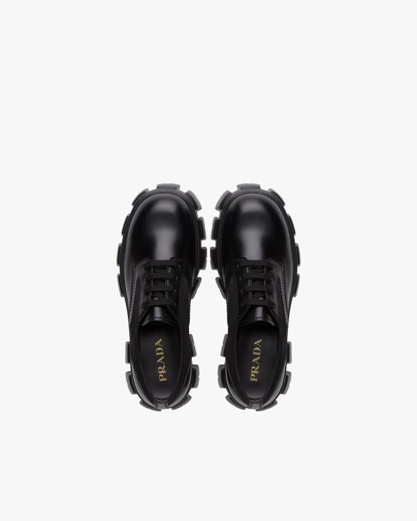Black Prada Monolith brushed leather and nylon lace-up shoes - Image 4