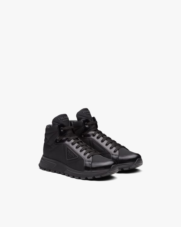 Black Prada PRAX 01 Re-Nylon and brushed leather sneakers