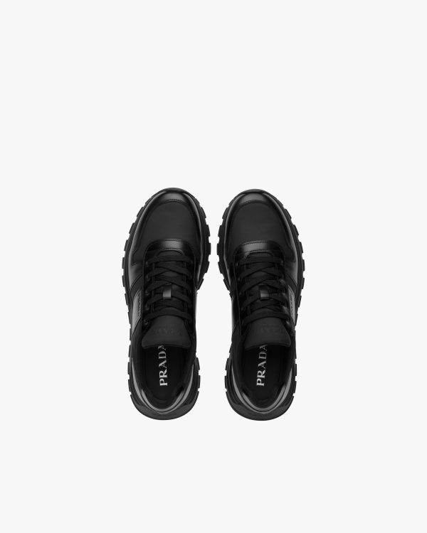 Black Prax 01 Leather And Technical Fabric Sneakers - Image 4