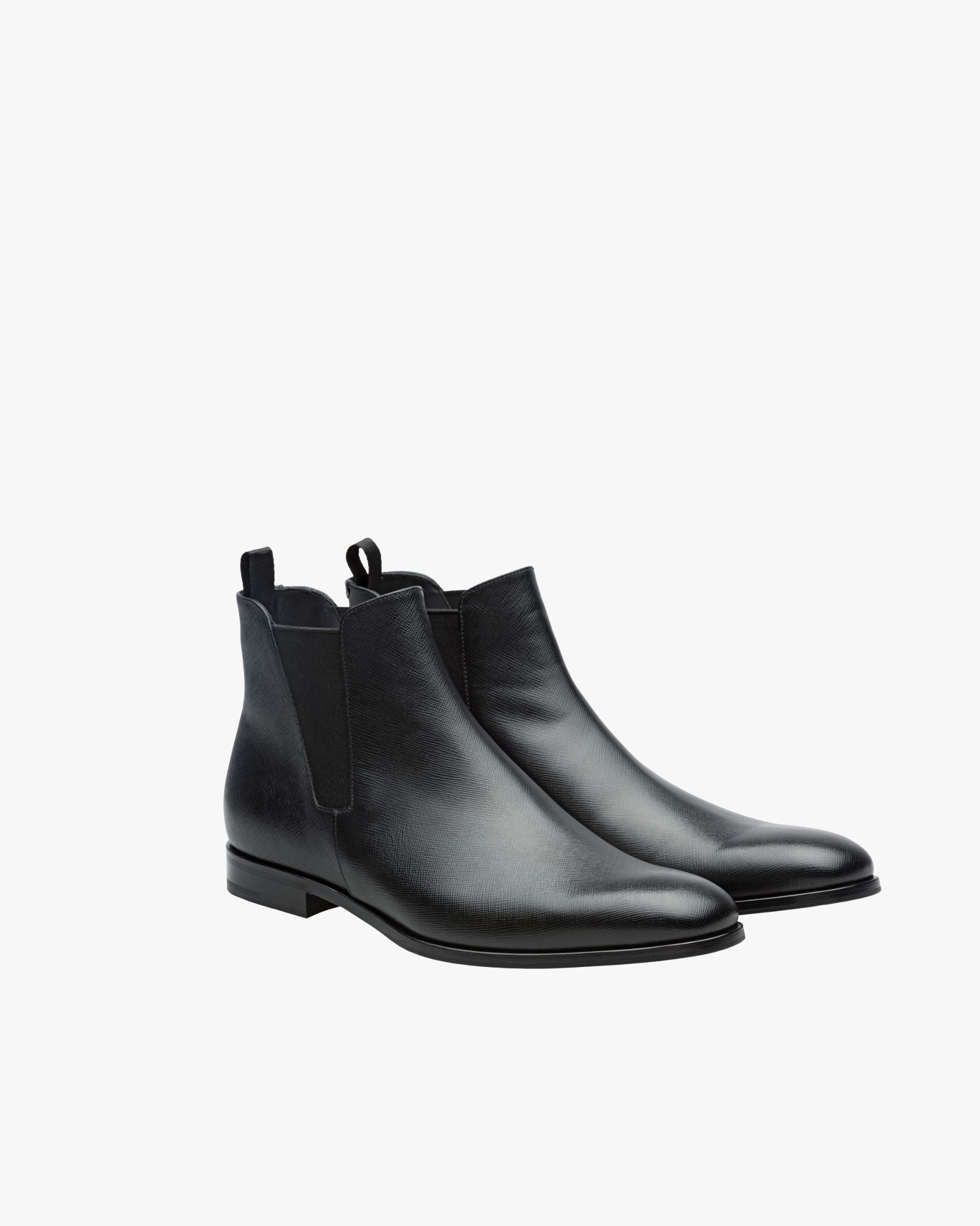 Black Saffiano Leather Booties - Fake Prada Store