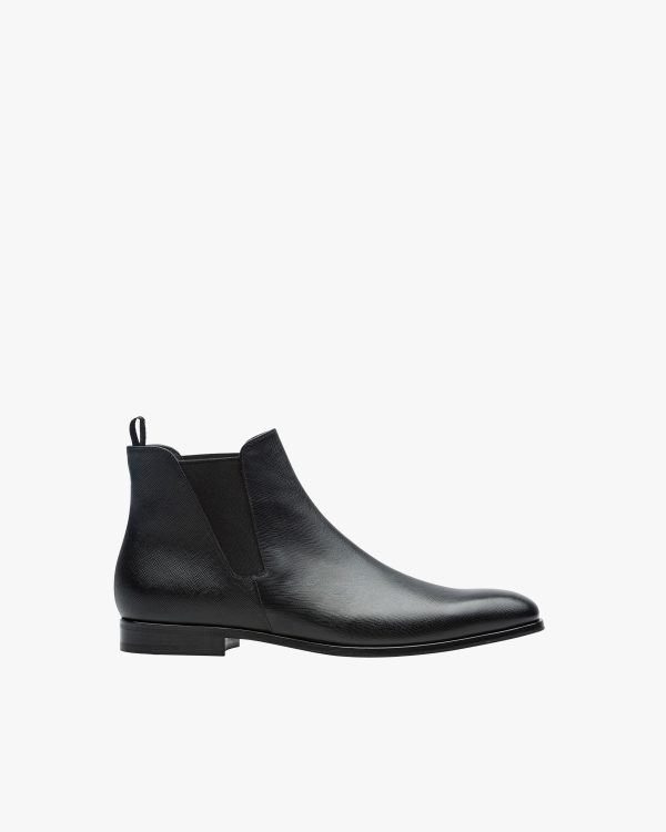 Black Saffiano Leather Booties - Image 2
