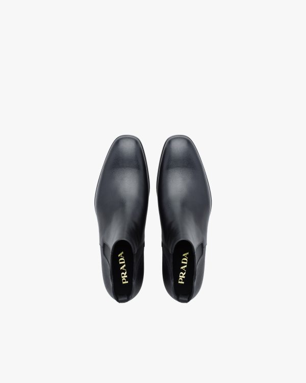 Black Saffiano Leather Booties - Image 3